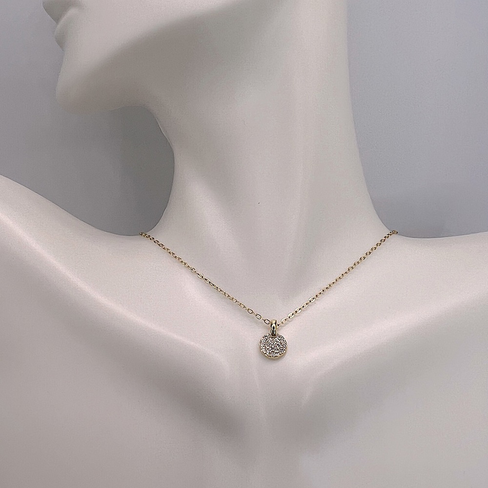 Minimalist Circle Paved Gold pendant necklace